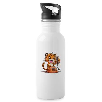 Petit tigre au téléphone - Gourde avec paille intégrée - blanc - Droite