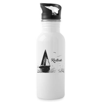 Rostock sailboat and 2 seagulls - Water bottle with straw - white - Right
