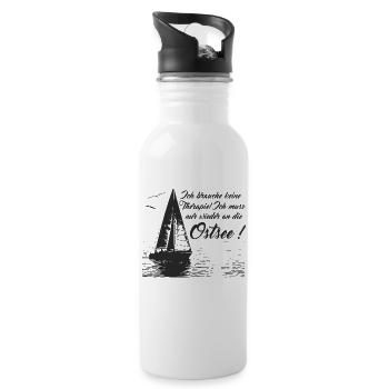 Keine Therapie ich muss nur wieder an die Ostsee - Trinkflasche mit integriertem Trinkhalm - Weiß - Rechts