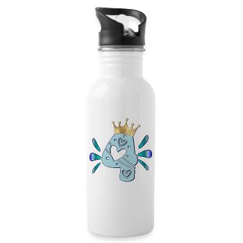 4. Children's birthday - FOUR - CROWN - BIRTHDAY - Water bottle with straw - white - Right