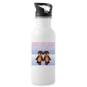 Gute Besserung - SEEOTTER - PAARE - Trinkflasche mit integriertem Trinkhalm - Weiß - Rechts
