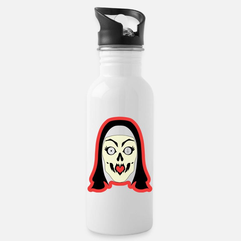 Böse gute Schwester - Trinkflasche mit integriertem Trinkhalm - Weiß