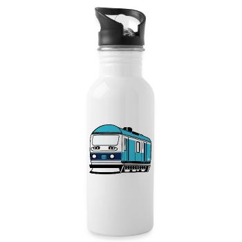Locomotive, train, chemin de fer - Gourde avec paille intégrée - blanc - Droite