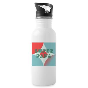 ALLES GUTE ZUM GEBURTSTAG, PAPA. PAPA. VATERTAG. ALLES GUTE ZUM GEBURTSTAG! - Trinkflasche mit integriertem Trinkhalm - Weiß - Rechts