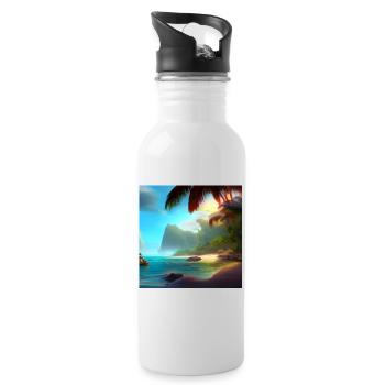 Tropical beach - Water bottle with straw - white - Right