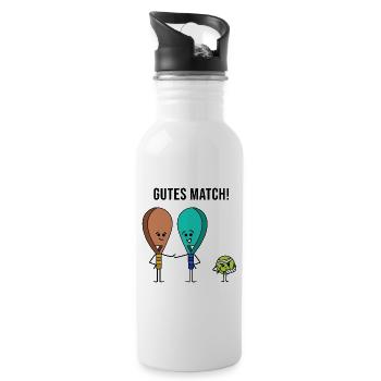Padel Verein Ball Schläger Spieler Statement - Trinkflasche mit integriertem Trinkhalm - Weiß - Rechts