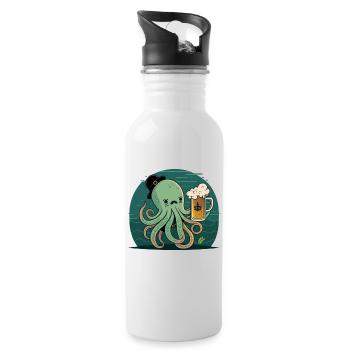 Funny sailor octopus with beer - Water bottle with straw - white - Right