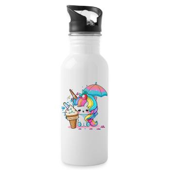 Einhorn-Feenstaub - Lassen Sie sich verzaubern - Trinkflasche mit integriertem Trinkhalm - Weiß - Rechts