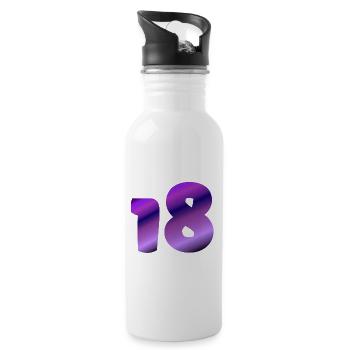 apparel geburtstag, 18 lilatöne farbverlauf - Trinkflasche mit integriertem Trinkhalm - Weiß - Rechts