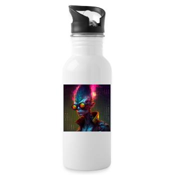 Funky alien 01 - Water bottle with straw - white - Right