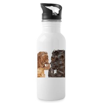 Perplexed woman profile - Water bottle with straw - white - Right
