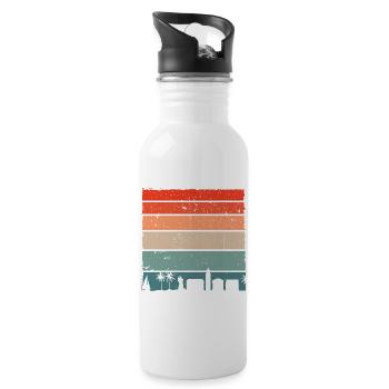 Sunset City Palms Retro Gradient - Water bottle with straw - white - Right