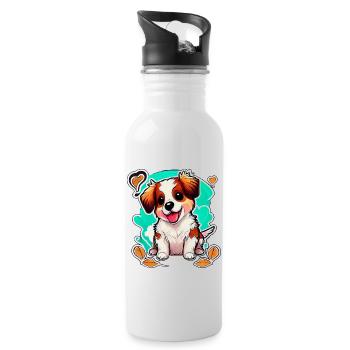Chien mignon: coup de foudre - Gourde avec paille intégrée - blanc - Droite
