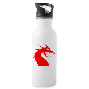 Rote Drachenkopf Silhouette - Trinkflasche mit integriertem Trinkhalm - Weiß - Rechts