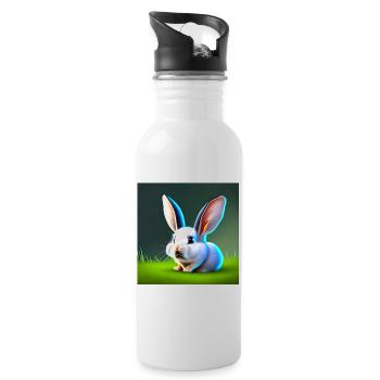 Rabbit with Big Ears - Water bottle with straw - white - Right