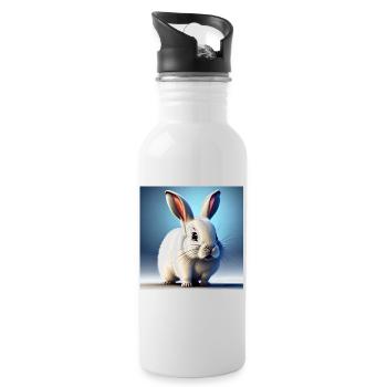 Lapin blanc - Gourde avec paille intégrée - blanc - Droite