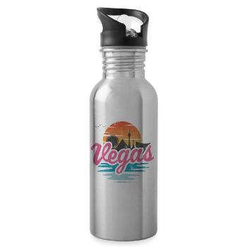 Vegas Stadt - Trinkflasche mit integriertem Trinkhalm - Lightsilver - Rechts