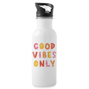 Réservé aux bonnes vibrations - Gourde avec paille intégrée - blanc - Droite