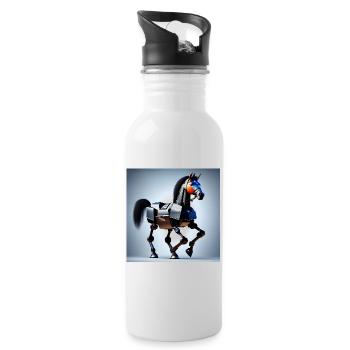 Robot Cheval Version 2 - Gourde avec paille intégrée - blanc - Droite