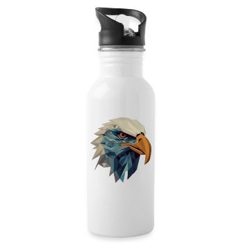 Stilisierter, geometrischer Adler - Trinkflasche mit integriertem Trinkhalm - Weiß - Rechts