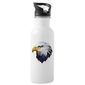 Stilisierter, geometrischer Adler - Trinkflasche mit integriertem Trinkhalm - Weiß - Rechts