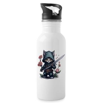 The ultimate ninja cat - Water bottle with straw - white - Right
