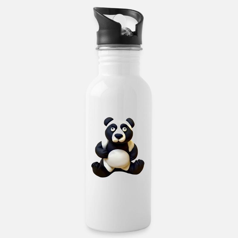Panda en pâte à modeler - Gourde avec paille intégrée - blanc