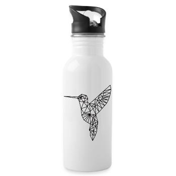 Kolibri in geometrischer Form einfarbig gehalten - Trinkflasche mit integriertem Trinkhalm - Weiß - Rechts