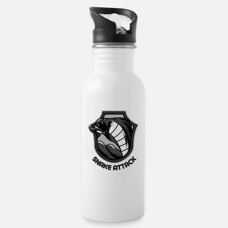 SNAKE ATTACK - Water bottle with straw - white