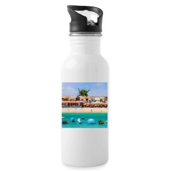 spending holiday at sea side - Water bottle with straw - white - Right