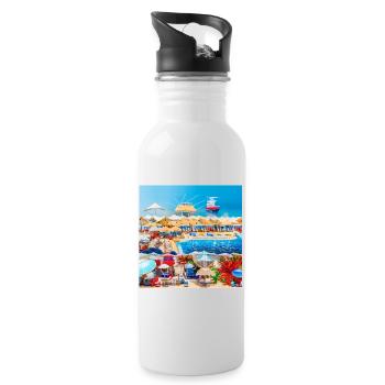 Sonniger Urlaub am Meer verbringen - Trinkflasche mit integriertem Trinkhalm - Weiß - Rechts