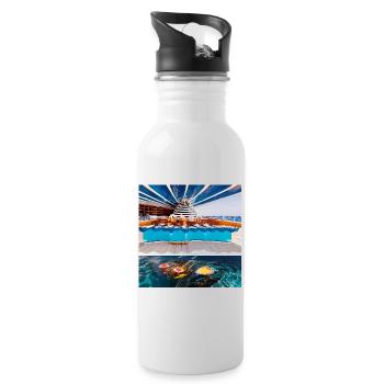 vacation at sea - Water bottle with straw - white - Right
