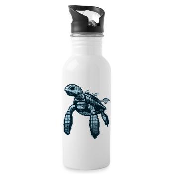 Turtle en rétro 8 bit look minimaliste - Gourde avec paille intégrée - blanc - Droite