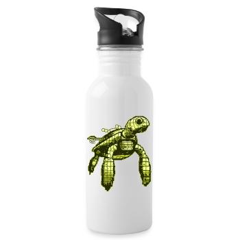Video Game 8 Bit Turtle - Water bottle with straw - white - Right