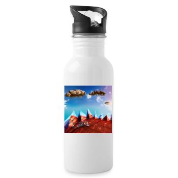 bicicle in the mountain with sunny sky and rocks - Water bottle with straw - white - Right