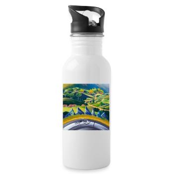 bicycle in mountains - Water bottle with straw - white - Right