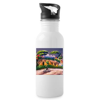 childhood with bicycle in mountains during summer - Water bottle with straw - white - Right