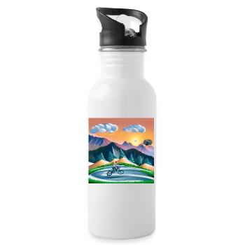 bicycle in sunny mountains - Water bottle with straw - white - Right