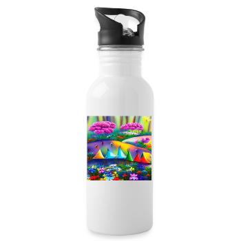 childhood with bicycle in spring mountains - Water bottle with straw - white - Right