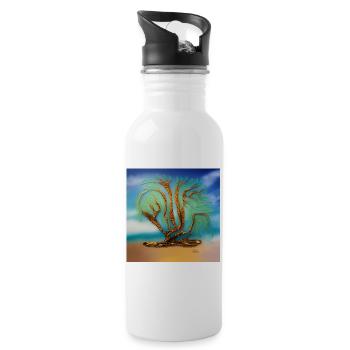 Alter Baum im Sommer - Trinkflasche mit integriertem Trinkhalm - Weiß - Rechts