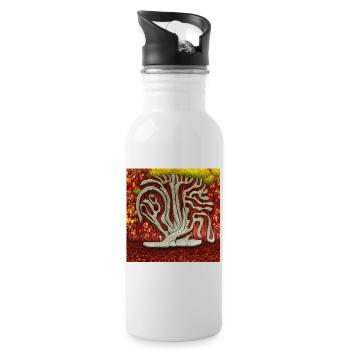 Alter Baum im Herbst - Trinkflasche mit integriertem Trinkhalm - Weiß - Rechts