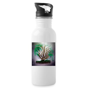 Alter Baum an regnerischen Sommertagen - Trinkflasche mit integriertem Trinkhalm - Weiß - Rechts