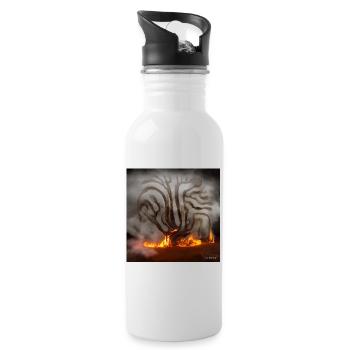 Alter Baum brennt - Trinkflasche mit integriertem Trinkhalm - Weiß - Rechts
