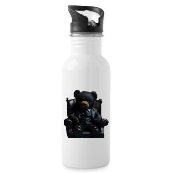 TEDDYBÄR GANGSTER DESIGN - Trinkflasche mit integriertem Trinkhalm - Weiß - Rechts