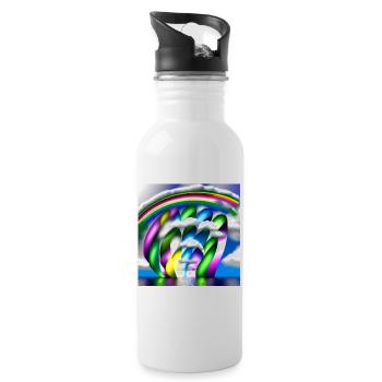 rainbow in clouds - Water bottle with straw - white - Right
