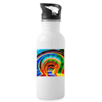 sunny day rainbow - Water bottle with straw - white - Right
