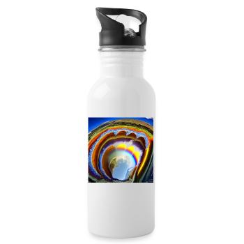rainbow with sun from above - Water bottle with straw - white - Right