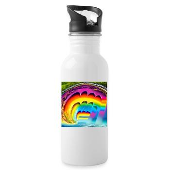 Arc-en-ciel en été - Gourde avec paille intégrée - blanc - Droite