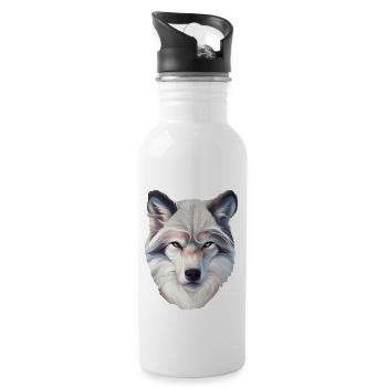 Wolf - Water bottle with straw - white - Right