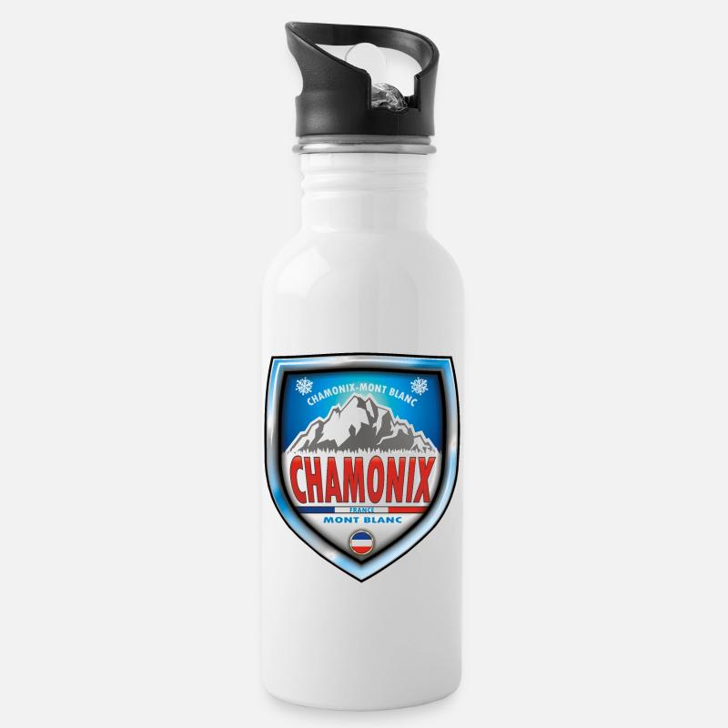 Chamonix, Mont Blanc, Frankreich - Trinkflasche mit integriertem Trinkhalm - Weiß